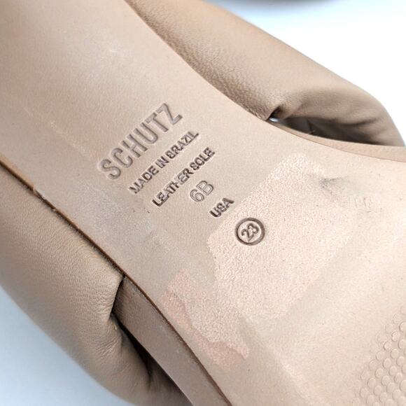 Schutz Fairy Block High Heel Sandal Women's Leather True Beige Size US6B EU37 - Picture 9 of 14